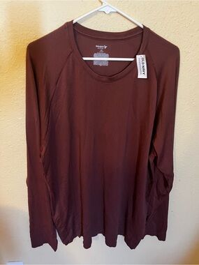 Old Navy Active Mens XXL maroon Go-Dry Long Sleeve Performance Shirt NWT